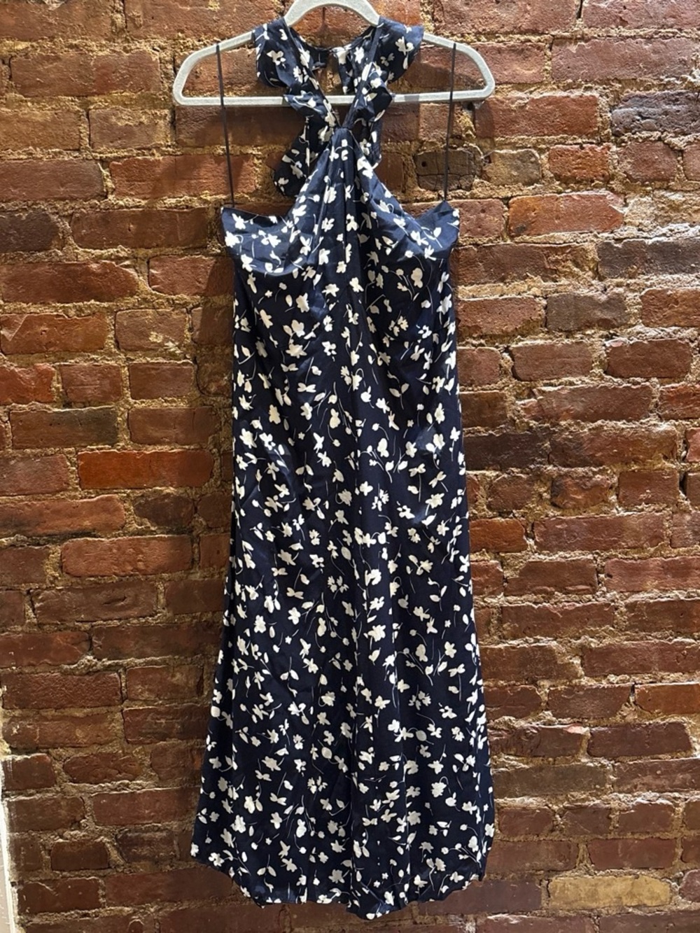Brand New with Tags Whistles Navy Floral Halter Midi Dress Size 10